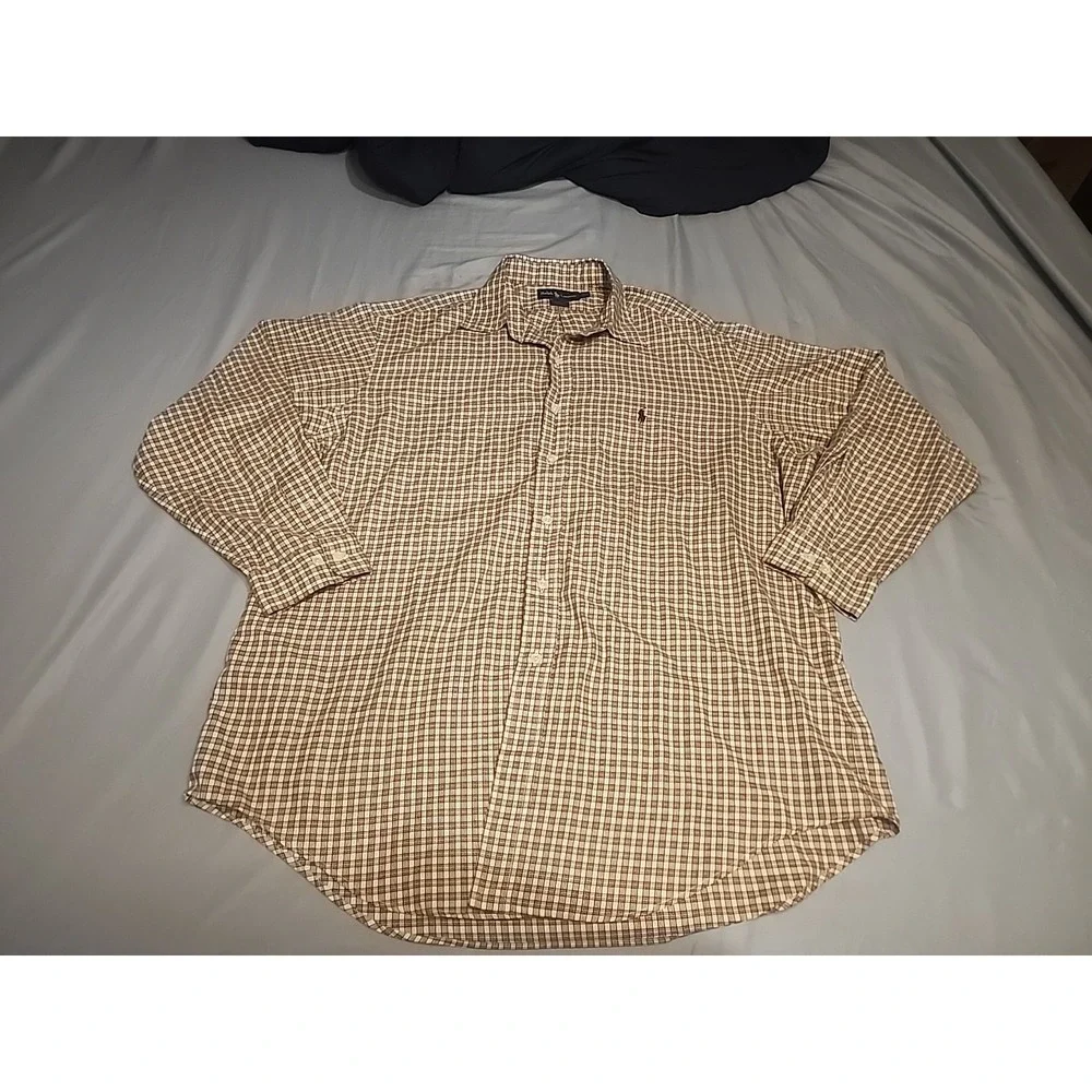 Polo Ralph Lauren Mens 17 - 34/35 Yarmouth Shirt 100% Cotton‎ Button Down